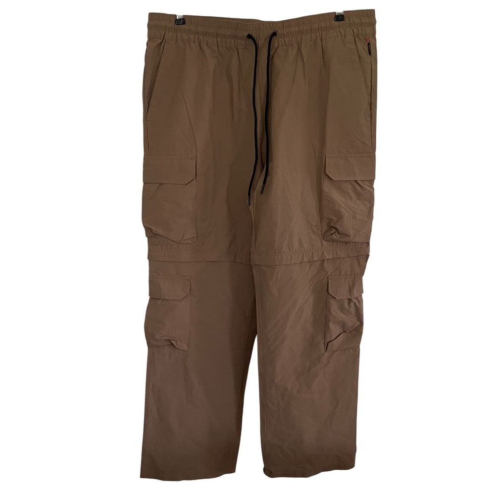 PacSun Cargo Pants Tan Brown Straight Leg Elastic Waist Mens XL Gorpcore